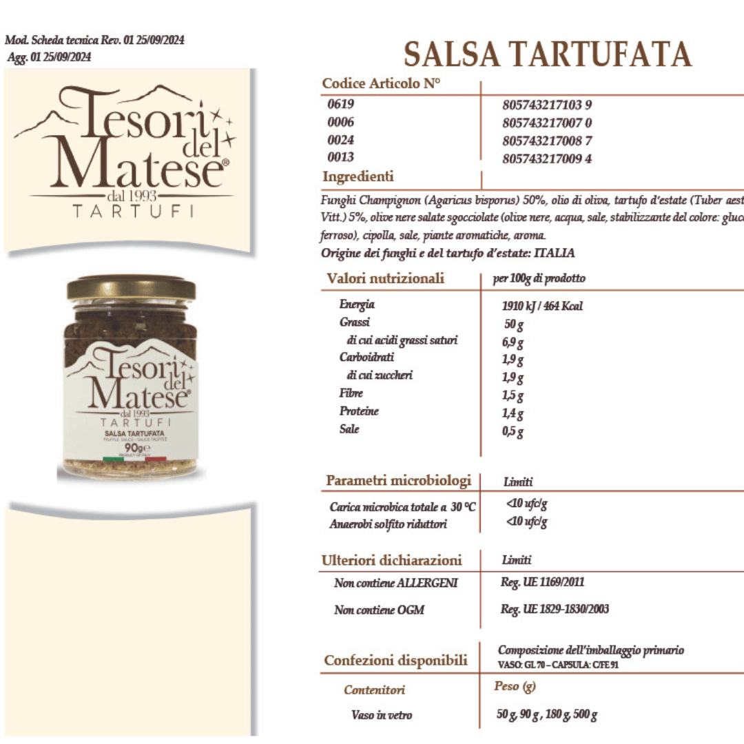 Salsa Tartufata Scheda Prodotto